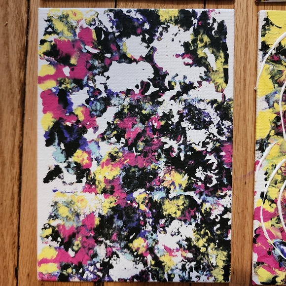 4 HANDCRAFTED Black Frame Paintings Abstract HANDPAINTED Wall Art Decor Tabletop - Picture 14 of 17